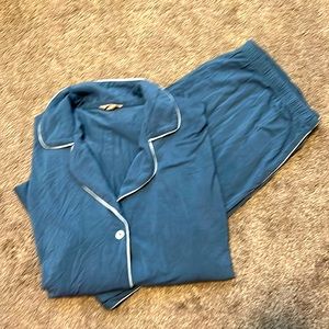 Gisele TENCEL™ Modal Tuxedo Slim PJ Set - Coastal Blue/Ivory medium